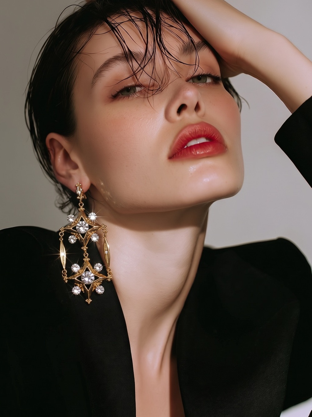 Catwalk Jon Gold Crystal Drop Statement Earrings